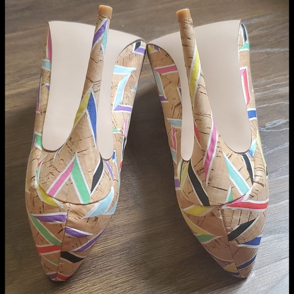 Shoe Dazzle like new cork style colored heels - Picture 6 of 9